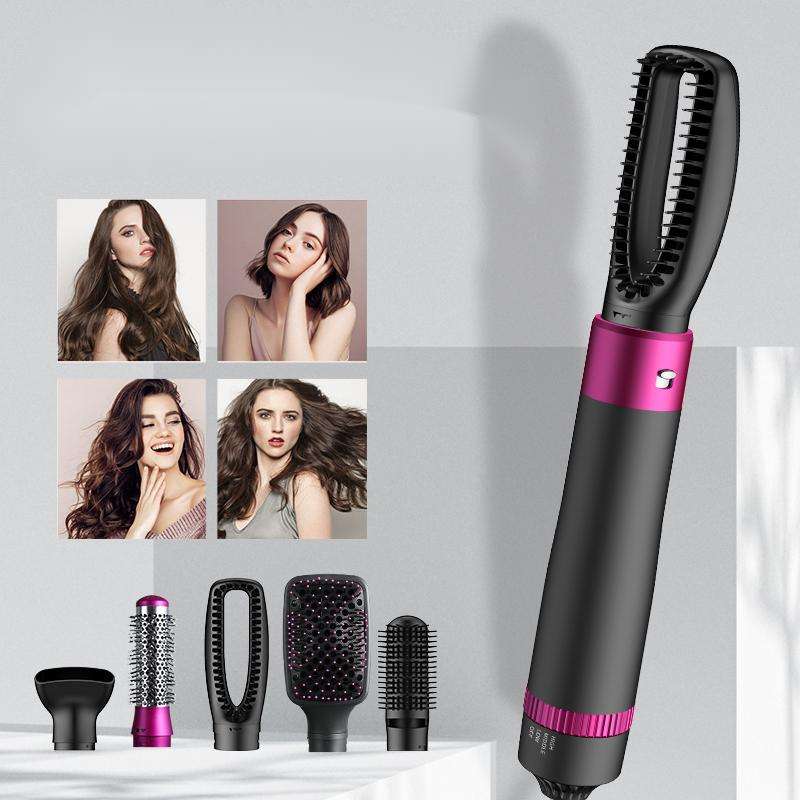 5-in-1 Hot Air Hair Dryer and Curler Tool Set – Multi-Function Hair Styler for Curling, Drying, Straightening, Volumizing, and Smoothing with Interchangeable Attachments